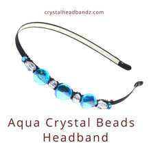 Load image into Gallery viewer, Aqua Crystal Beads Headband