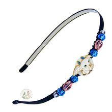 Load image into Gallery viewer, flexible headband embellished with a white baby dragon centerpiece, side-accented with Czech crystal beads, Baby Dragon Headband