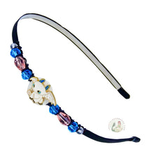 Load image into Gallery viewer, white baby dragon decorated flexible headband, side accented with fancy crystal beads. Baby Dragon Headband