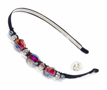 Load image into Gallery viewer, no-pinch headband with iridescent sparkly crystal flower beads
