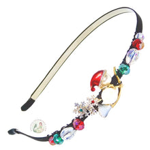 Load image into Gallery viewer, Christmas snowman embellished flexible headband, accented with sparkly crystal beads, Headband