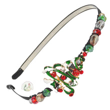 Load image into Gallery viewer, flexible headband embellished with a Christmas tree centerpiece, accented with sparkly Austrian crystal beads, Christmas Tree Headband