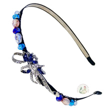 Load image into Gallery viewer, asymmetrical crystal bow embellished flexible headband, accented with Austrian crystal beads, Crystal Bow Headband