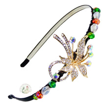 Load image into Gallery viewer, flexible headband embellished with a crystal spray centerpiece and sparkly Austrian crystal beads, Crystal Spray Headband