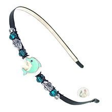 Load image into Gallery viewer, Decorative headband with dolphin centerpiece and beads on a white background