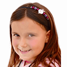 Load image into Gallery viewer, young girl wearing a sparkly mermaid decorated painless headband, Sparkly Mermaid Headband