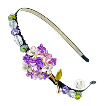 Load image into Gallery viewer, Decorative headband with colorful beads and lilac flower on a white background
