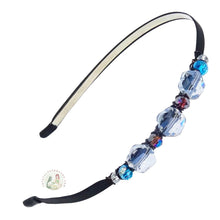 Load image into Gallery viewer, no-pinch headband embellished with sparkly Austrian ice blue crystal beads, Ice Crystals Headband