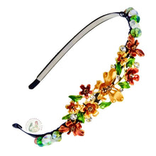 Load image into Gallery viewer, jeweled orange butterfly embellished flexible headband, accented with Bohemian crystal beads, Jeweled Butterfly Headband