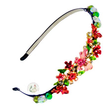 Load image into Gallery viewer, jeweled pink butterfly decorated flexible headband, accented with iridescent Bohemian crystal beads, Jeweled Butterfly Headband