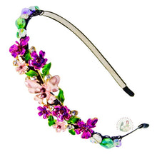 Load image into Gallery viewer, jeweled light purple butterfly embellished flexible headband, accented with Bohemian crystal beads, Jeweled Butterfly Headband