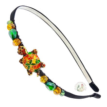 Load image into Gallery viewer, flexible headband embellished with a little turtle centerpiece, accented with sparkly Austrian crystal beads, Little Turtle Headband