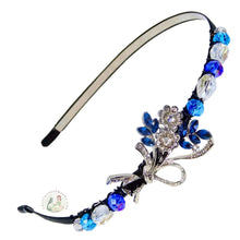 Load image into Gallery viewer, no-pinch headband embellished with beautiful rice flowers centerpiece, accented with shiny crystal beads, Rice Flowers Headband