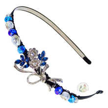 Load image into Gallery viewer, flexible headband embellished with rice flowers centerpiece, accented with shiny Austrian crystal beads, Rice Flowers Headband