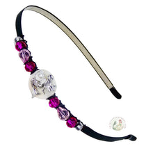 Load image into Gallery viewer, flexible headband decorated with a sitting mermaid holding a pearl, accented with fancy crystal beads, Sitting Mermaid Headband
