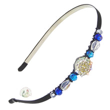 Load image into Gallery viewer, flexible headband side embellished with sparkly snowflake and Austrian crystal beads, Sparkly Snowflake Headband