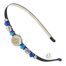 Load image into Gallery viewer, no-pinch headband side decorated with sparkly snowflake and fancy crystal beads, Sparkly Snowflake Headband
