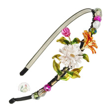 Load image into Gallery viewer, colorful spring flowers embellished no-pinch headband, decorated with sparkly Austrian crystal beads, Spring Flowers Headband