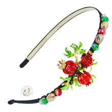 Load image into Gallery viewer, enameled winter berries embellished flexible headband, accented with sparkly crystal beads, Winter Berries Headband