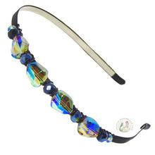 Load image into Gallery viewer, flexible headband side embellished with chunky sparkly green Austrian crystal beads