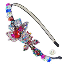 Load image into Gallery viewer, colorful crystal bellflower embellished flexible headband accented with sparkly Bohemian crystal beads, Crystal Bellflower Headband