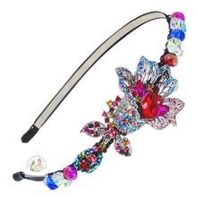 Load image into Gallery viewer, colorful crystal bellflower embellished flexible headband  accented with sparkly crystal beads, Crystal Bellflower Headband