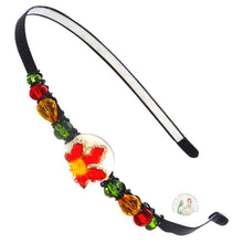 Load image into Gallery viewer, flexible autumn headband embellished with a fall maple leaf, accented with pretty Czech crystal beads, Maple Leaf Headband
