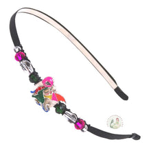 Load image into Gallery viewer, enameled colorful dragon decorated flexible headband, side accented with fancy crystal beads. Little Dragon Headband