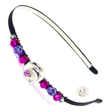 Load image into Gallery viewer, playful dolphins embellished flexible headband, accented with pink crystal beads, Playful Dolphin Headband
