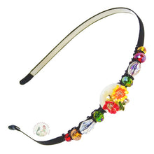 Load image into Gallery viewer, colorful crystal flowers embellished no-pinch headband, accented with Austrian crystal beads, Spring Bouquet Headband