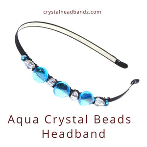 Aqua Crystal Beads Headband