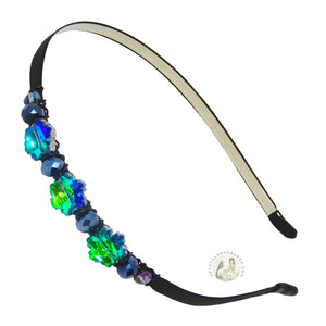 flexible headband embellished with sparkly northern lights colored Austrian crystal beads, Aurora Borealis Crystal Headband
