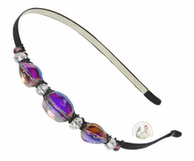 Load image into Gallery viewer, flexible headband with iridescent sparkly oval crystal center bead
