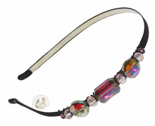 Load image into Gallery viewer, flexible headband with iridescent sparkly square crystal center bead, Iridescent Crystal Beads Headband
