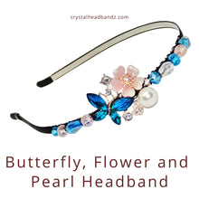 Load image into Gallery viewer, Butterfly, Flower and Pearl Headband
