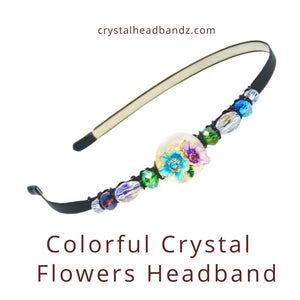 Colorful Crystal Flowers Headband