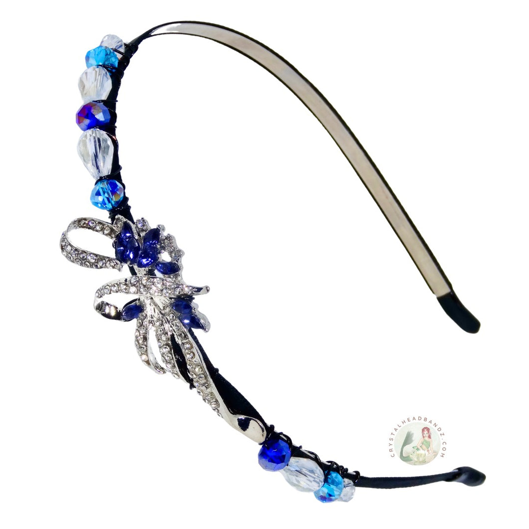 elegant crystal bow embellished flexible headband, accented with Austrian crystal beads, Crystal Bow Headband