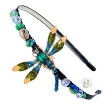 Load image into Gallery viewer, flexible headband embellished with an elegant dragonfly centerpiece, accented with sparkly crystal beads, Darner Dragonfly Headband
