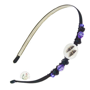 flying bats embellished flexible headband accented with Czech crystal beads, Flying Bats Headband