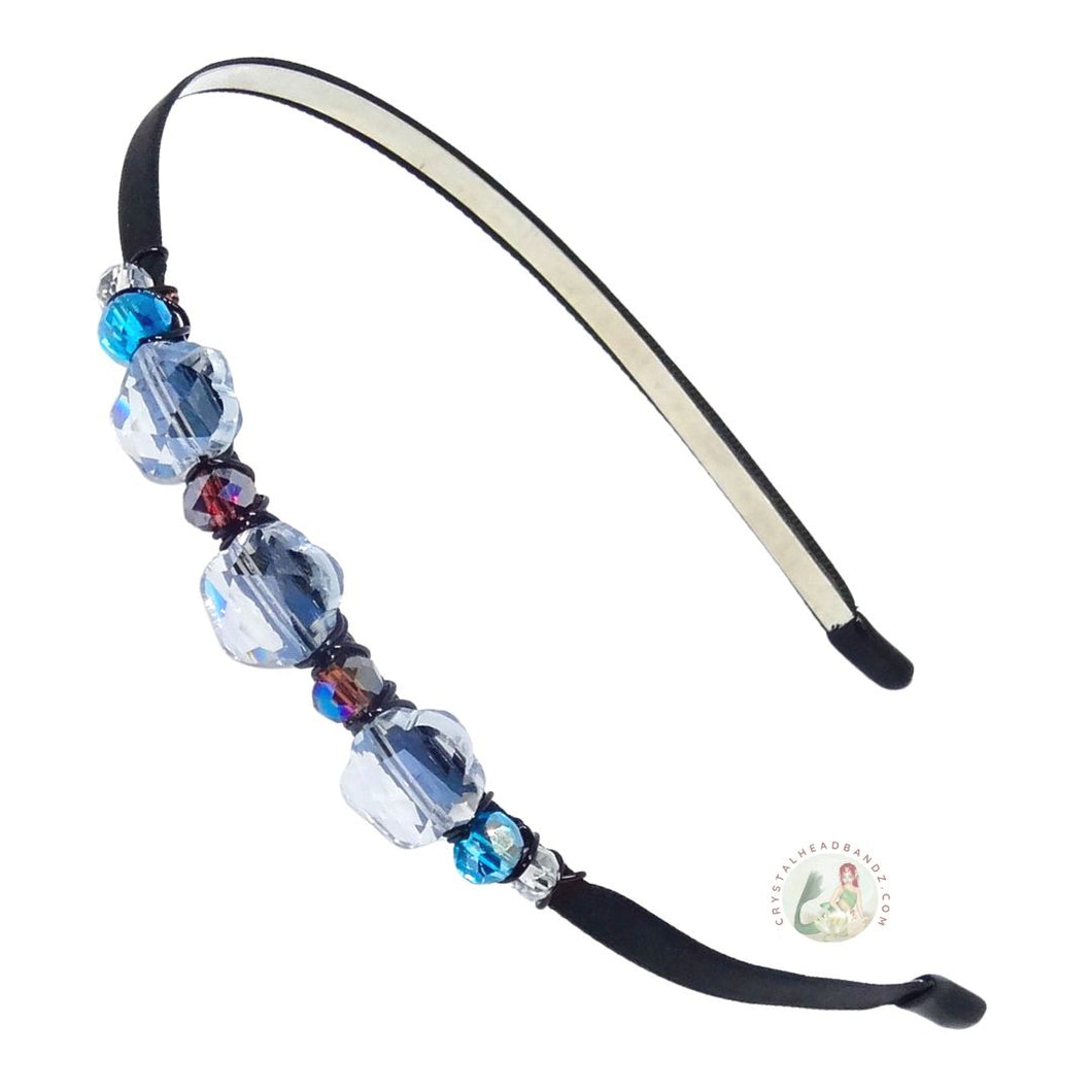 flexible headband embellished with sparkly ice blue crystal beads, Ice Crystals Headband