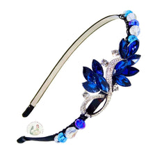 Load image into Gallery viewer, flexible headband embellished with a sparkly crystal infinity flower centerpiece and Austrian crystal beads, Infinity Flower Headband
