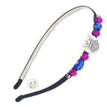 Load image into Gallery viewer, silver angel embellished flexible headband, accented with pink and blue Czech crystal beads, Little Angel Headband
