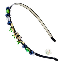 Load image into Gallery viewer, flexible headband embellished with a sparkly panda bear centerpiece hugging a bamboo, accented with shiny Austrian crystal beads, Panda Bear Headband
