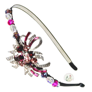 crystal Passion flower embellished flexible headband, accented with sparkly Austrian crystal beads, Passion Flower Headband