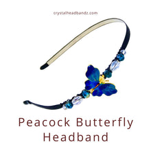Load image into Gallery viewer, Peacock Butterfly Headband with beads on a white background

