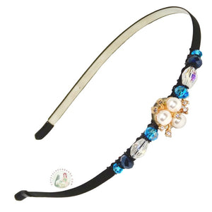 no-pinch headband embellished with a sparkly faux pearl centerpiece and Austrian crystal beads, Pearl Trillium Headband