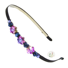 Load image into Gallery viewer, flexible headband embellished with sparkly pink/purple colored Austrian crystal beads, Purple Snow Crystal Headband

