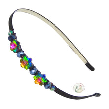 Load image into Gallery viewer, flexible headband embellished with shimmering rainbow colored Austrian crystal snowflakes, Rainbow Snowflakes Crystal Headband
