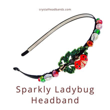 Load image into Gallery viewer, Sparkly Ladybug on a Leaf Headband
