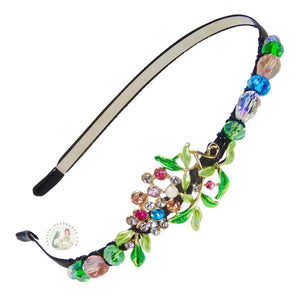 colorful rhinestones and shiny crystal beads embellished flexible headband, Spring Blooms Headband